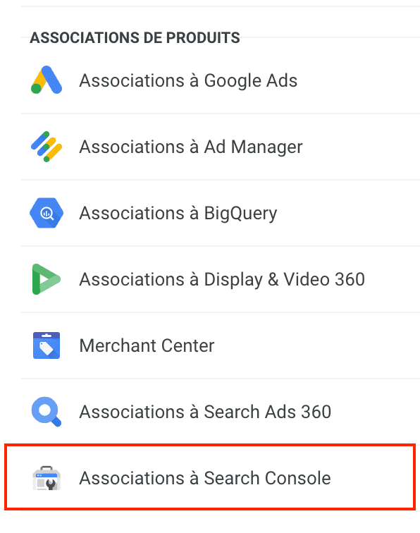 google analytics associations search console