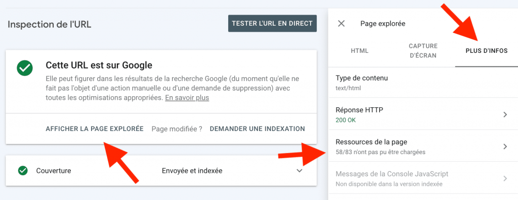 google search console avertissements