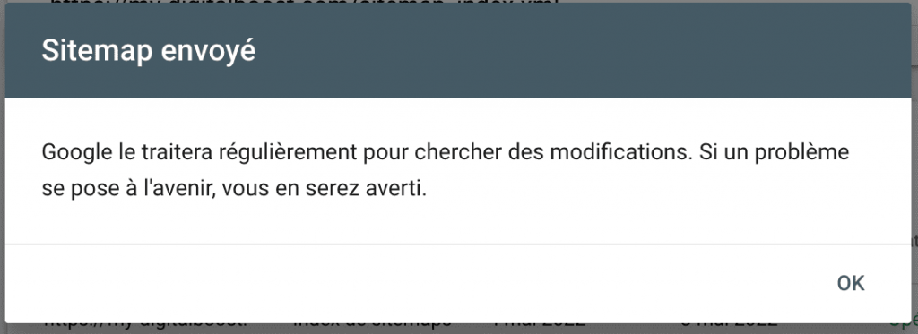 succes sitemap envoye google search console